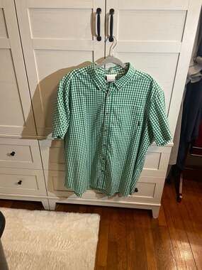 Columbia Men's XL Green Gingham Plaid Short Sleeve Button Down Shirt